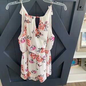 Lush White Romper with Floral Detail